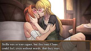 a claire plays claire's quest episode 38 in a narrative about pussy masturbation, big tits, boobs, lesbian kissing