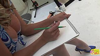 The busty model drawing drove the lesbian blonde wild