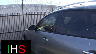 gorgeous brunette girl with beautiful tits fucks with a male with a huge cock