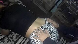 i pull down her tight leggings and rub my penis teasingly