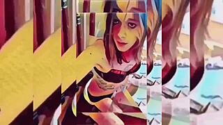 Hot shemale teasing in the bathroom - what next?