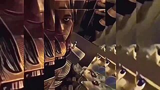 Hot shemale teasing in the bathroom - what next?