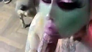 Intense deepthroat sucking by slutty alien