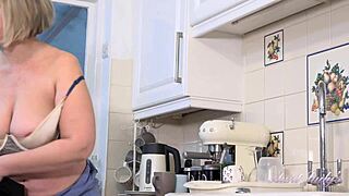 hey, watch this busty 48yo bbw aunt get wet in the kitchen?