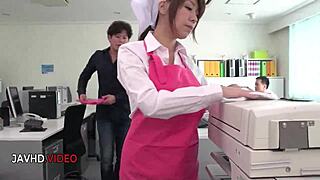 chihiro akino gives hardcore blowjob in office fantasies 😍 creampie time!