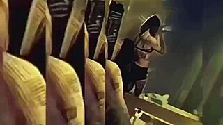 Hot shemale teasing in the bathroom - what next?