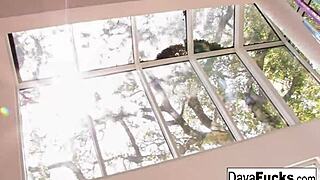 Dava's pink lingerie solo performance with skinny brunette in lingerie