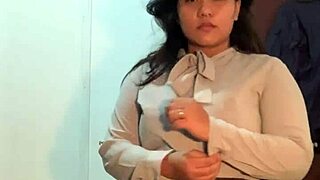 Slutty Asian Filipina rips clothes during teasing striptease