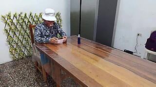 Old man says, 'Fucking young 18+ student now.'