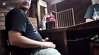 jerking off while my friend fucks his slut