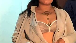 Slutty Asian Filipina rips clothes during teasing striptease