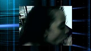 Barefoot pregnant woman has sex on camera for facial