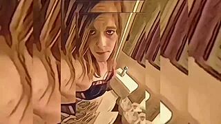 Hot shemale teasing in the bathroom - what next?