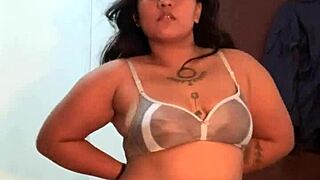 Slutty Asian Filipina rips clothes during teasing striptease