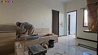 Construction worker receives visit from patroas, enjoys blowjob and anal.