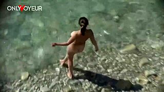 Can you believe this busty cougar rides hard dick on the beach and gets a facial cumshot while voyeurs watch her curvy body?