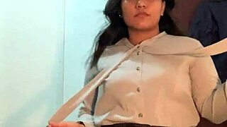 Slutty Asian Filipina rips clothes during teasing striptease