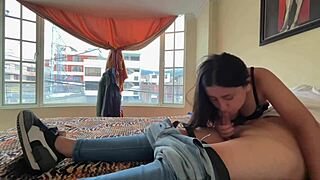 Horny secretary removes condom for intense creampie at work