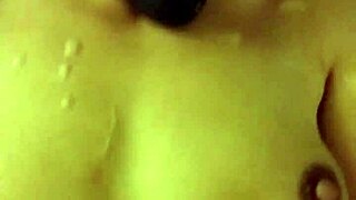 redhead amateur plays with cum in group scene