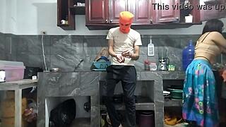 From flaccid to erect, a 25-year-old man with a big penis masturbates in the kitchen waiting for his best friend