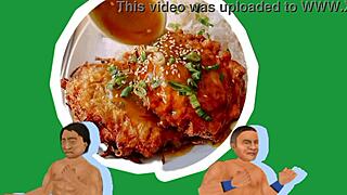 Young Asian Chinese Wrestler Battles In Hood With Food Fight Intensity