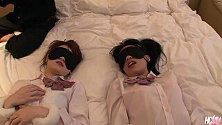 Chiharu and Hikari blowjob master with creampie 😏