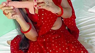 Bhabhi surprises devarji with intense dildo fucking her wet creamy pussy