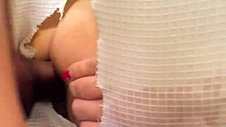 mylfex - stepmom accidentally anal fucked by her stepson trough shower hole