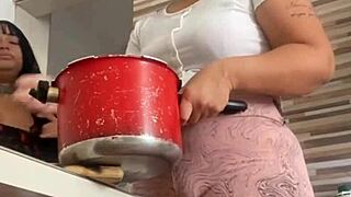 i called my friend with big pussy to flash her ass during lunch.