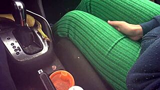 Busty French Amateur Stepmom Touching Her Stepson's Cock in the Car 😏