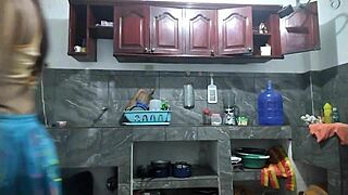 From flaccid to erect, a 25-year-old man with a big penis masturbates in the kitchen waiting for his best friend