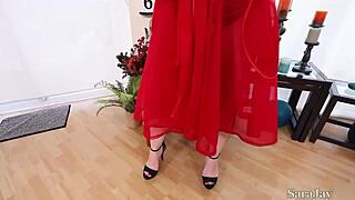 Naughty sara jay vibes her mature clit to orgasm on bed