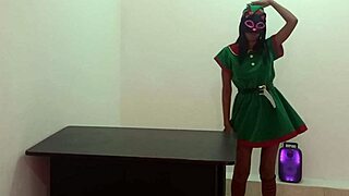 Skinny brunette dances erotically for her American boyfriend, feeling excited.