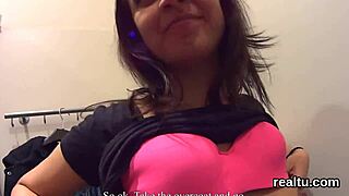 this cute czech teen got teased in the supermarket, clothes ripped off, then got a blowjob and pov penetration in the shop.