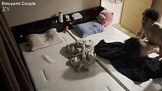 Early morning sex leads to convulsing climax for sensitive newlyweds.