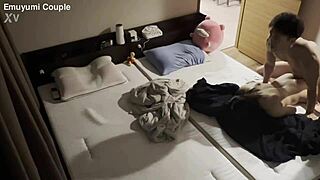 Early morning sex leads to convulsing climax for sensitive newlyweds.