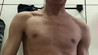 that young guy with a huge cock jerks off and cums hard