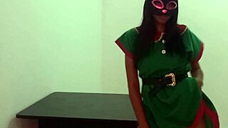 Skinny brunette dances erotically for her American boyfriend, feeling excited.