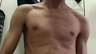 that young guy with a huge cock jerks off and cums hard