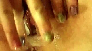 redhead amateur plays with cum in group scene