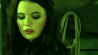 Lesbian Mistress Whips Bound Handmaidens in Leather Bondage