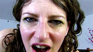 sabrina gets deep fucked on the table with anal fingering