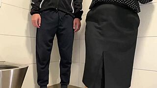 curvy step mom makes step son cum in public toilet 😏