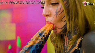 tattooed lesbians with split tongues explore toy play, anal, and atm
