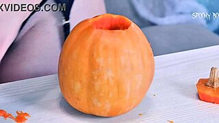 Trick or treat pumpkin carving with a sexy ghostface