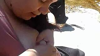 huge tits gf rubbin on her tits in public