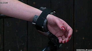 Gag Shackled Slut In Red Stockings!