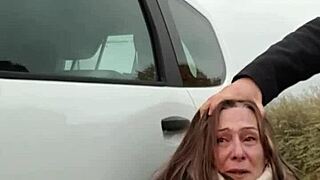 Why is this French slave trained with belt and piss in public humiliation?