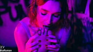 Bia roman and sam quinn worship each other's sexy feet with licking and domination