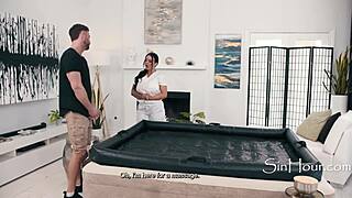 Curvy Masseuse with Huge Tits Performs Oiled Nuru Massage